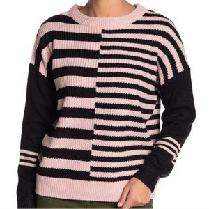 Catherine Malandrino Blush & Black Stripe Sweater